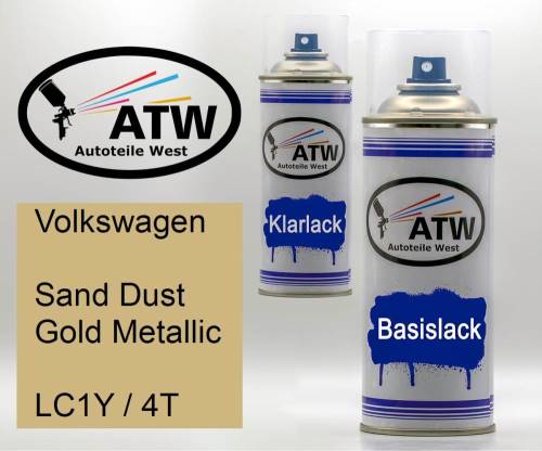 Volkswagen, Sand Dust Gold Metallic, LC1Y / 4T: 400ml Sprühdose + 400ml Klarlack - Set, von ATW Autoteile West.